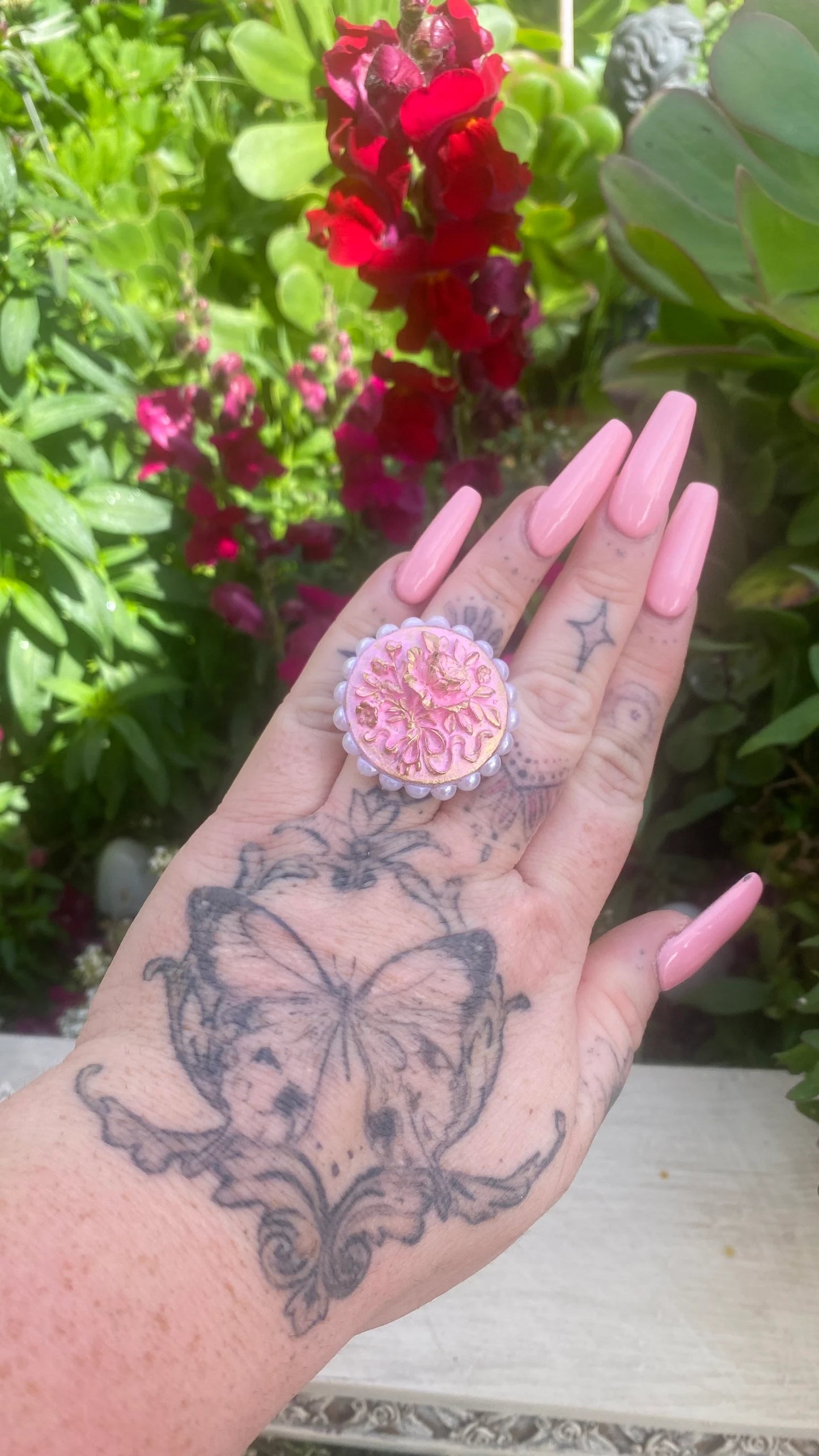 Pink Cameo Ring