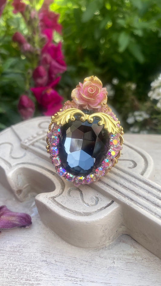 Smokey gem stone ring